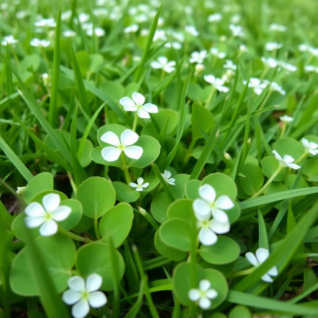White clover mixed into a residential lawn
