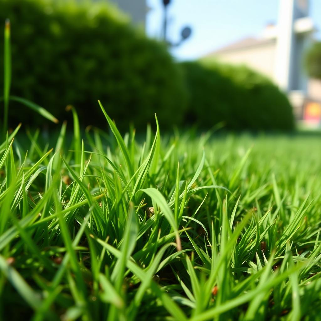 Star-shaped crabgrass clump growing in a lawn