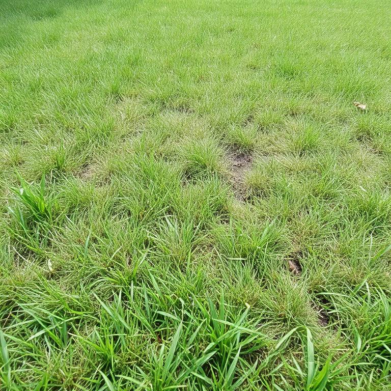Thin, patchy turf with soil visible between grass blades